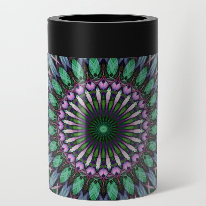 Violet, green and blue mandala Can Cooler