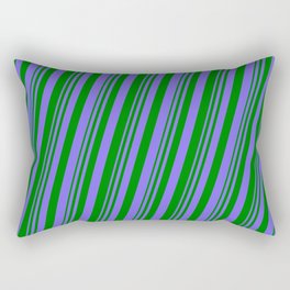 [ Thumbnail: Medium Slate Blue & Green Colored Lines Pattern Rectangular Pillow ]