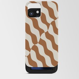 Retro Wavy Abstract Swirl Lines in Brown & White iPhone Card Case