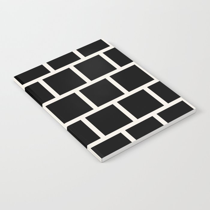 Black and White Bricks Retro Pattern  Notebook