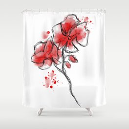 Red Flower  Shower Curtain