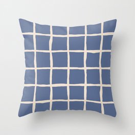 Checkers Grid Ocean Nautical Coastal Serenity Blue Throw Pillow