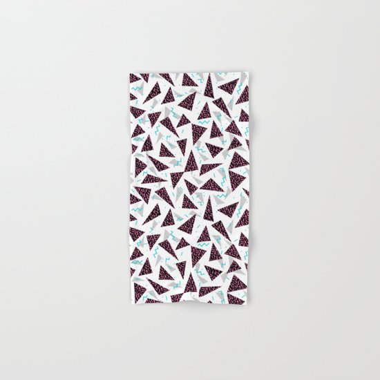 Trendy 80's style geometric triangle retro cool neon pattern art print affordable college dorm decor Hand & Bath Towel