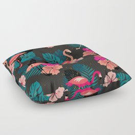 Tropical Flamingos – Charcoal Floor Pillow