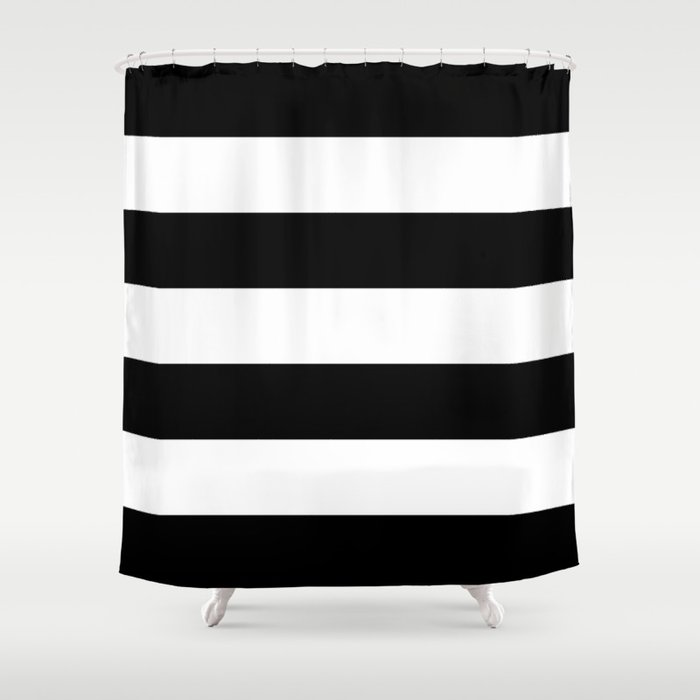 White Large Stripes Shower Curtain, Black And White Striped Shower Curtain