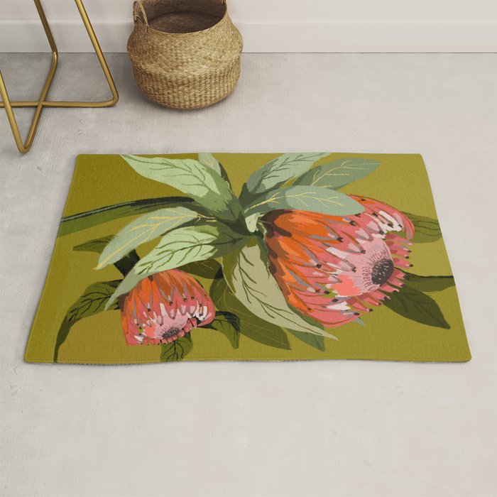 Protea, Australian native, flower, abstract, olive green, bright colors