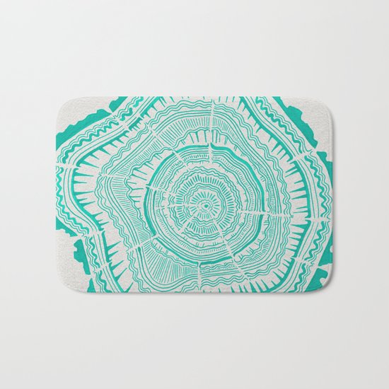 Turquoise Tree Rings Bath Mat