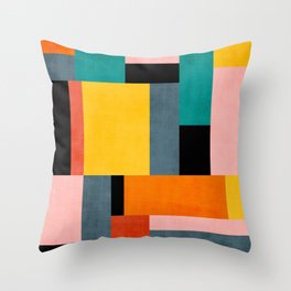 Modern Colorful Patchwork Vibrant MCM ART Throw Pillow