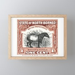 1904 North Borneo Tapir Postage Stamp Framed Mini Art Print