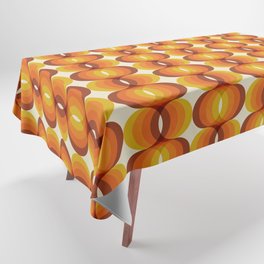 Orange, Brown, and Ivory Retro 1960s Wavy Pattern Tablecloth