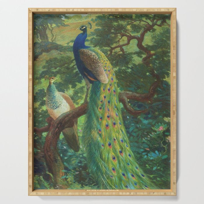 Peacock Chinoiserie Serving Tray