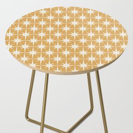 Midcentury Modern Atomic Starburst Pattern Muted Mustard Gold and Cream Side Table