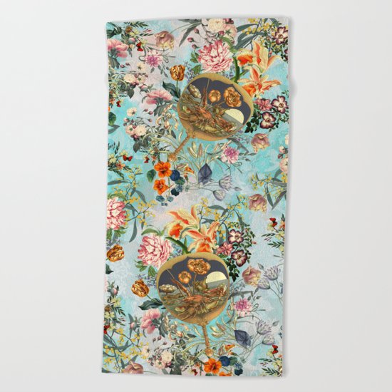 Floral and Lobster Beach Towel