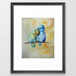 Cute Birds in Love Framed Art Print