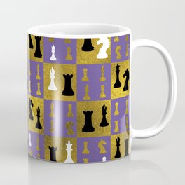 Violet Chessboard and Chess Pieces pattern Mug