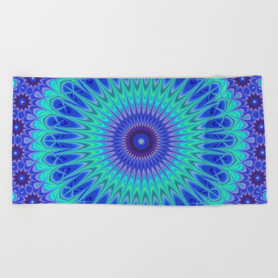 Blue mandala Beach Towel