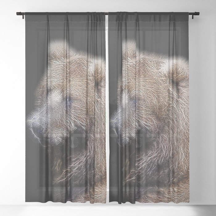 Spiked Brown Bear Sheer Curtain