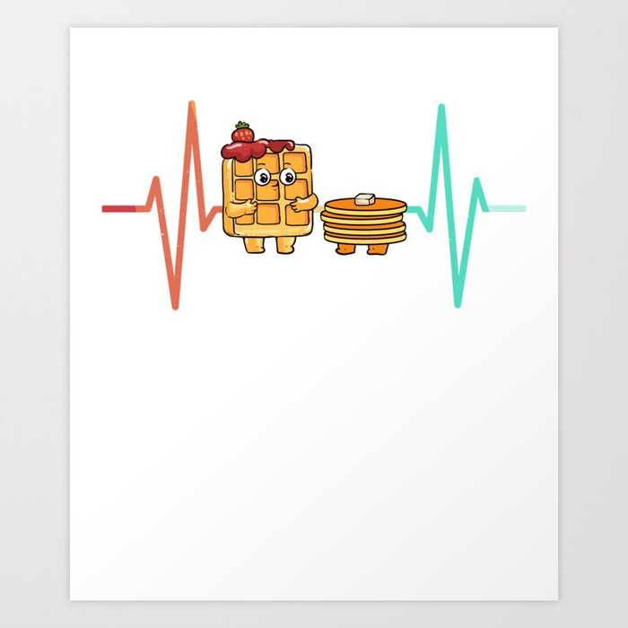 Waffle Pancakes Sweet Heartbeat ECG Art Print