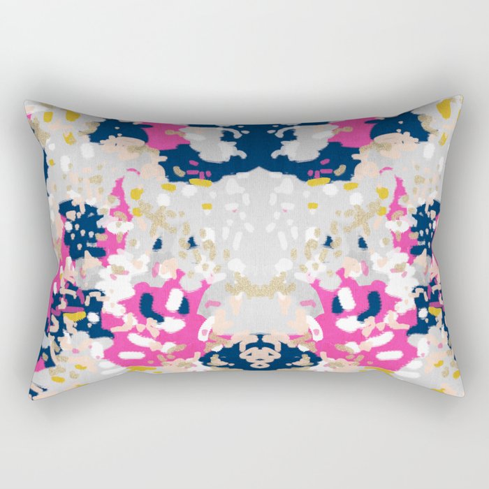 Michel Abstract girly trendy art with pink navy blush mustard for cell phones dorm decor etc Rectangular Pillow by CharlotteWinter Society6