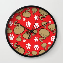 Dumpling Cat Red pattern Wall Clock