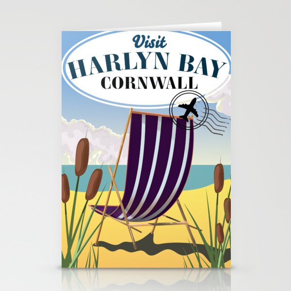 Harlyn Bay Cornwall beach poster. Stationery Cards