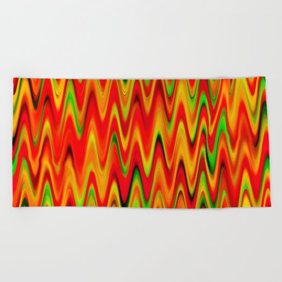 WAVY #1 (Reds, Oranges, Yellows & Greens) Beach Towel