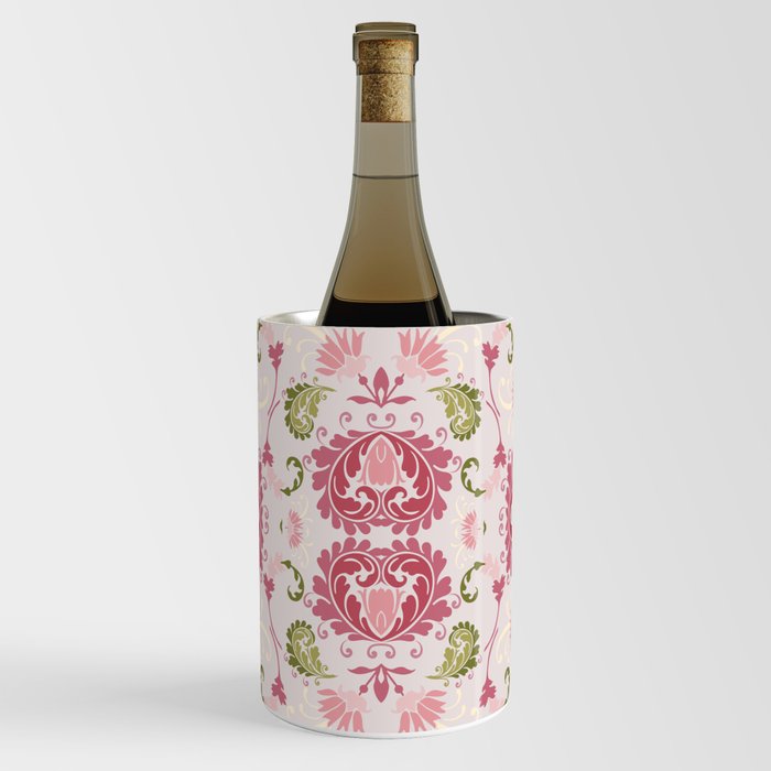 pink and green bold paisley flower bohemian  Wine Chiller
