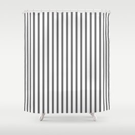 Grey & White Vertical Stripes Shower Curtain