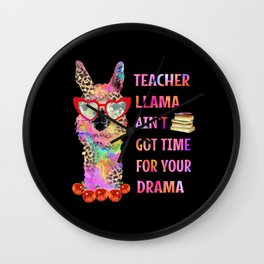 Funny teacher llama graphic design gifts Wall Clock