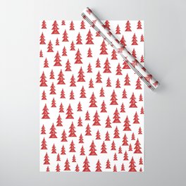 Red Grunge Christmas Tree Pattern Wrapping Paper