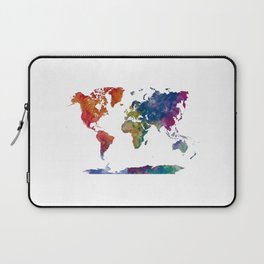 multicolored watercolor world map Laptop Sleeve