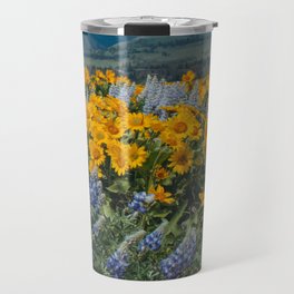 Oregon Spring Wildflower Hillside Travel Mug | Flowers, Curated, Meadow, Pacificnorthwest, Vintage, Sunflower, Grass, Purple, Happy, Wanderlust 