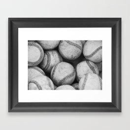 Baseballs Black & White Graphic Illustration Design Framed Art Print