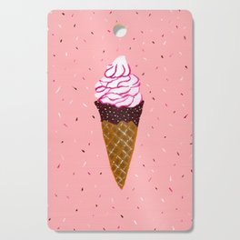 Vanilla and strawberry sauce ice cream Cutting Board