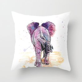 Pink Elephant on Parade Throw Pillow