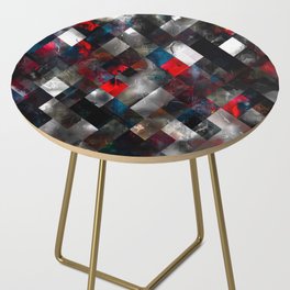 geometric pixel square pattern abstract background in red blue Side Table