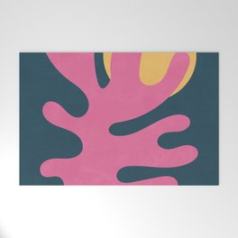 Abstract Shapes Botanical - Pink Blue Welcome Mat