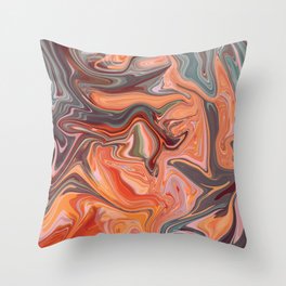 Marble ink Fluid Design red blue grey Throw Pillow