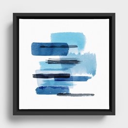 Watercolor Feelings Blue Framed Canvas