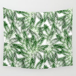 Watercolor Tropical Palm Leaves Pattern Wall Tapestry