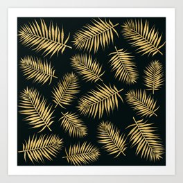 Black Palm Leaf Pattern Art Print