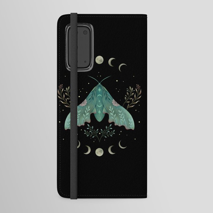 Luna and Moth - Midnight Black Android Wallet Case