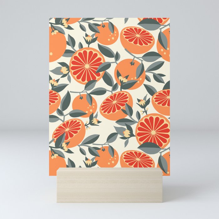Vintage Grapefruit Pattern Design Mini Art Print