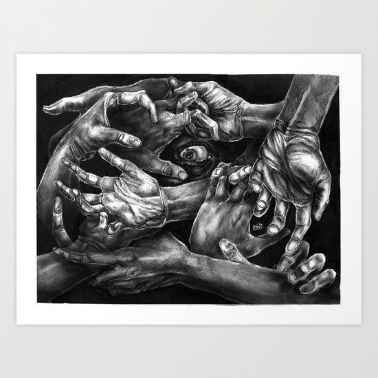 Getting Handsy (smothering, groping, hands) Art Print