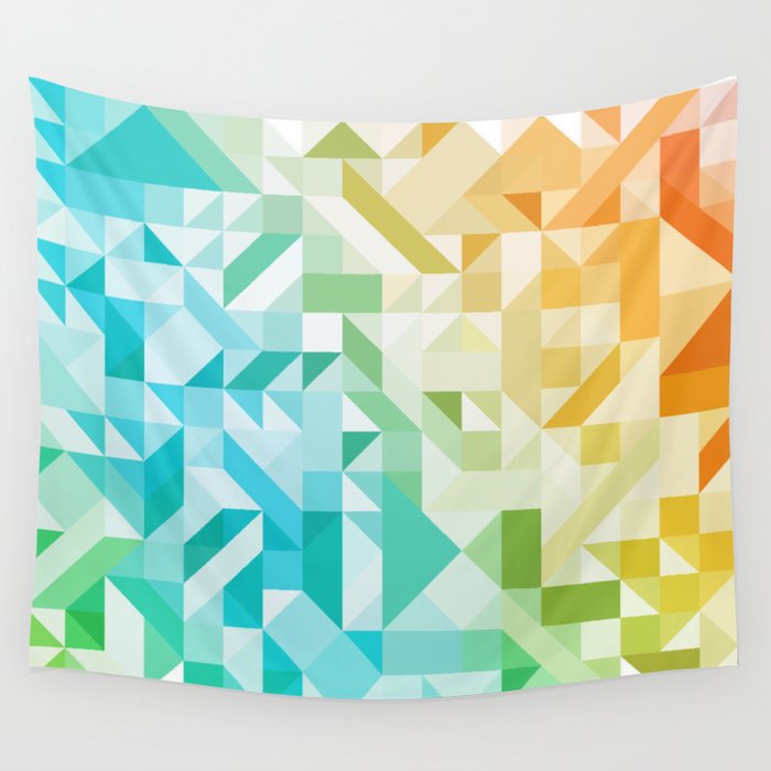 Colorful Geometric Pattern Saturated Rainbow Pattern Design (Red Pink Orange Yellow Green Blue) Wall Tapestry