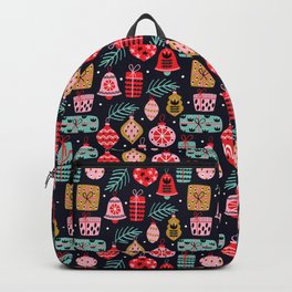 Modern Christmas Decorations 8 Backpack | Blackandpink, Pastel, Christmasdesign, Playful, Modern, Nordic, Colorful, Festive, Christmas, Scandinavian 