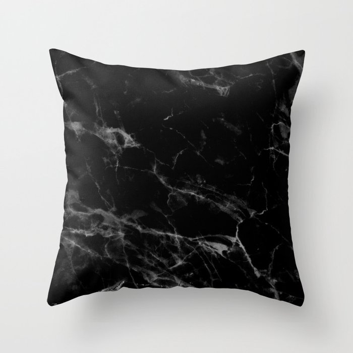 Black Marble Throw Pillow