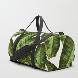 Tropical banana leaves, jungle leaf seamless floral pattern white background. Artistic palms pattern with seamless repeating design. Pattern summer Duffle Bag