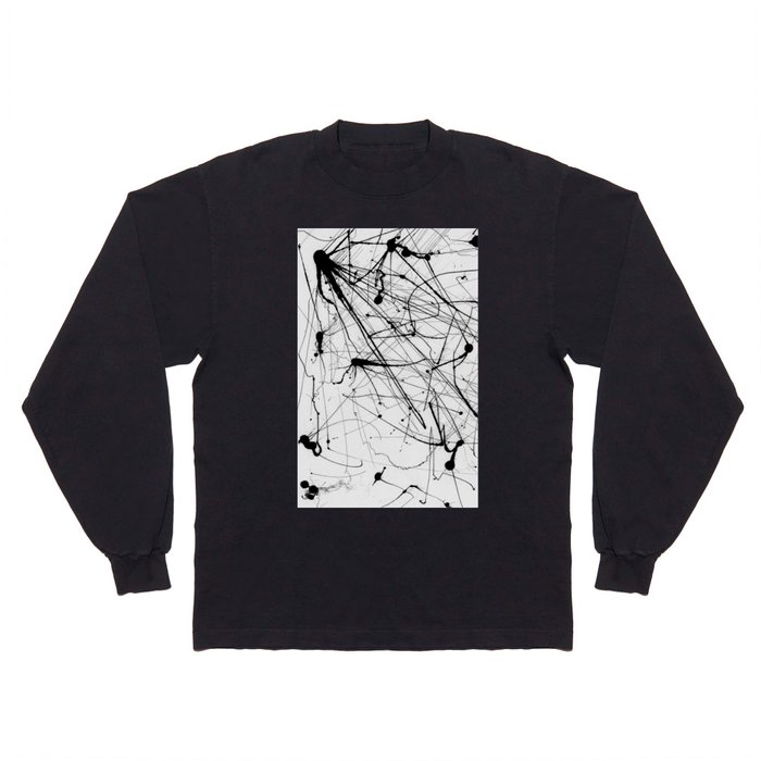 Abstract Ink (Black on White) Long Sleeve T Shirt