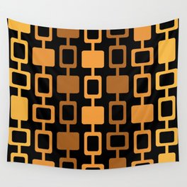 Mid Century Modern Square Columns Black Orange Wall Tapestry